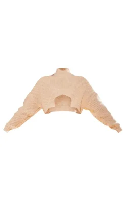 Hot PrettyLittleThing Chunky Knit Cropped Sweater And Pants Oatmeal