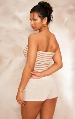 PrettyLittleThing Knitted Tops*Contrast Twist Knit Cut Out Bandeau Top