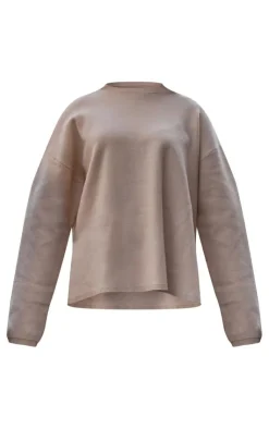 New PrettyLittleThing Crew Neck Knit Sweater Oatmeal