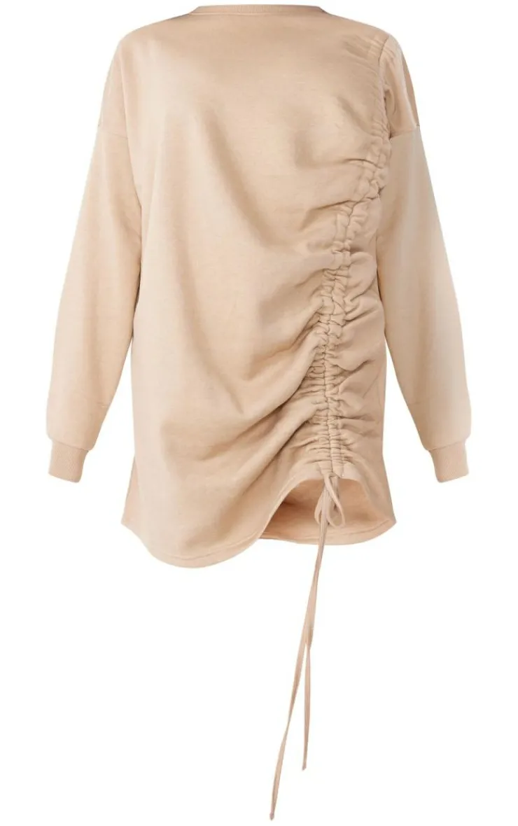 PrettyLittleThing Sweater Dresses*Crew Neck Oversized Ruched Sweatshirt Dress