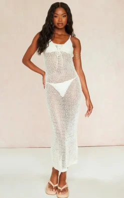 Crochet Front Lace Bandeau Maxi Dress-PrettyLittleThing New