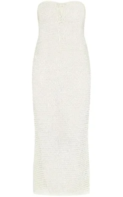 Crochet Front Lace Bandeau Maxi Dress-PrettyLittleThing New