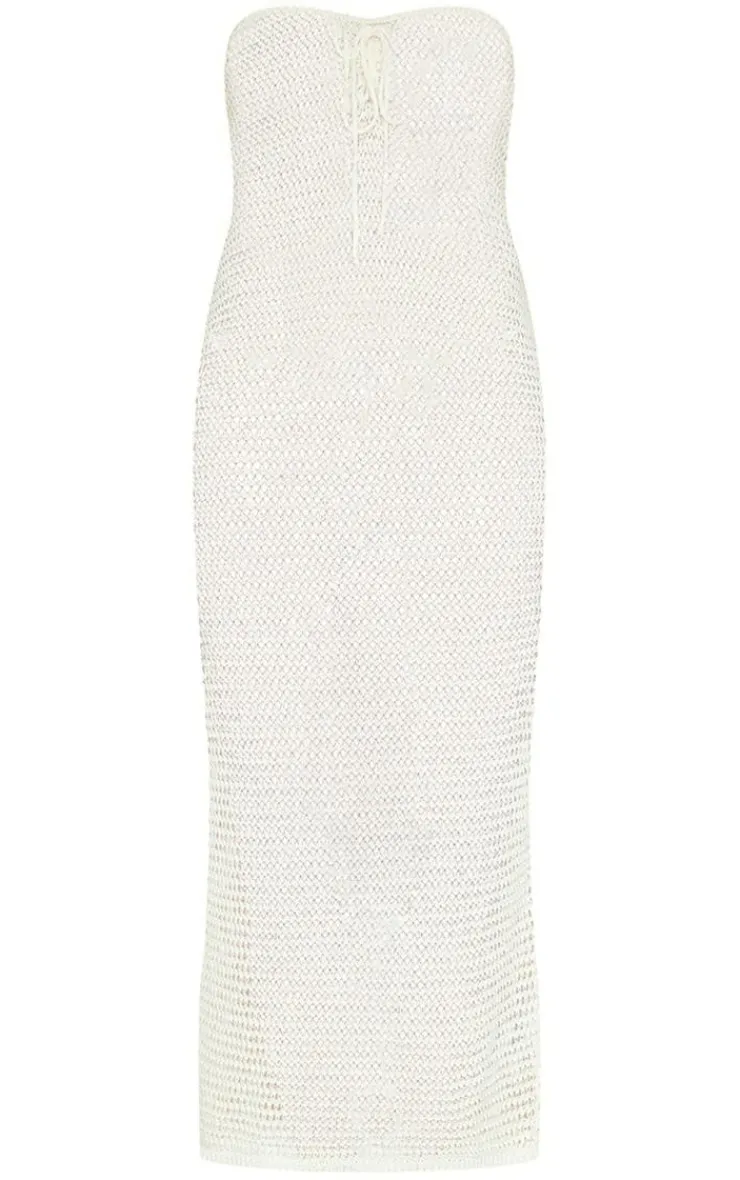 Crochet Front Lace Bandeau Maxi Dress-PrettyLittleThing New