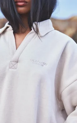 PrettyLittleThing Oversized Sweaters*Embroidered Oversized Fit Collar Sweatshirt