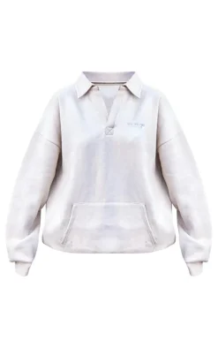 PrettyLittleThing Oversized Sweaters*Embroidered Oversized Fit Collar Sweatshirt