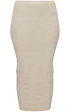 Clearance PrettyLittleThing Flower Embossed Bodycon Split Skirt Oatmeal