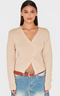 PrettyLittleThing Cardigans*Knit Asymmetric Button Up Cardigan