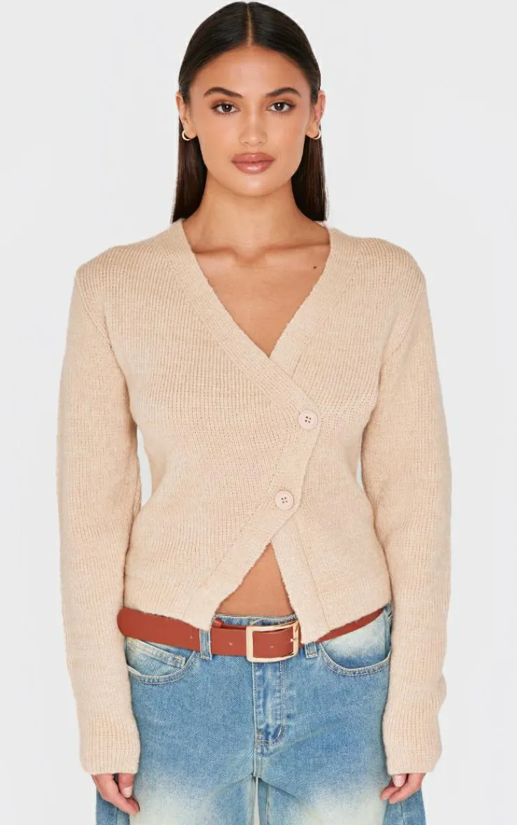 PrettyLittleThing Cardigans*Knit Asymmetric Button Up Cardigan