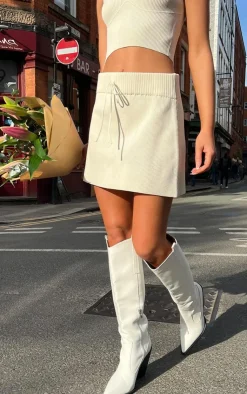 Clearance PrettyLittleThing Knitted Tennis Skirt Oatmeal