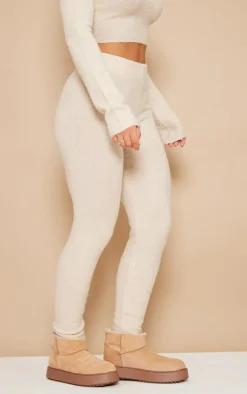 New PrettyLittleThing Luxe Knit Leggings Oatmeal