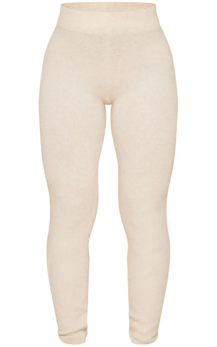 New PrettyLittleThing Luxe Knit Leggings Oatmeal