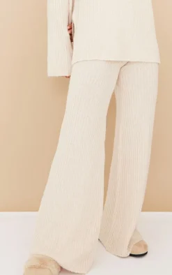 PrettyLittleThing Knitted Two Piece Sets*Luxe Rib Knit Wide Leg Pants