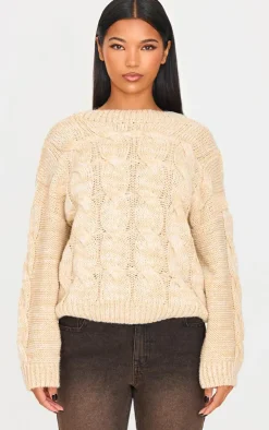 PrettyLittleThing Sweaters*Marl Knit Chunky Cable Sweater