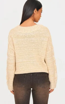 PrettyLittleThing Sweaters*Marl Knit Chunky Cable Sweater
