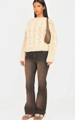 PrettyLittleThing Sweaters*Marl Knit Chunky Cable Sweater