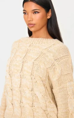 PrettyLittleThing Sweaters*Marl Knit Chunky Cable Sweater