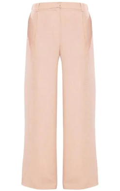 Oatmeal Marl Woven Pleat Front Straight Leg Tailored Pants