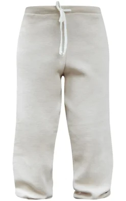 Online PrettyLittleThing Oversized Knitted Drawstring Sweatpants Oatmeal