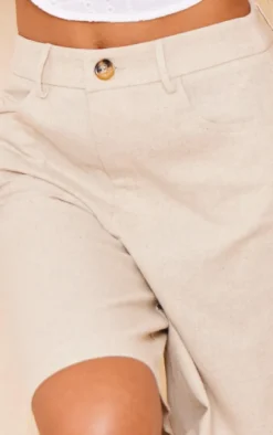 Oatmeal Premium Linen Look Long Shorts