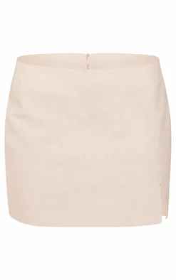 Oatmeal Premium Linen Look Knot Crop Top