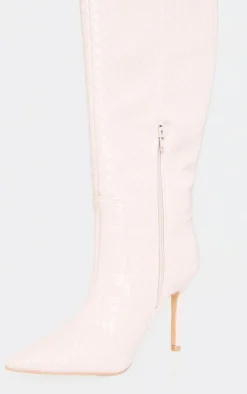 PrettyLittleThing Knee High Boots*PU Point Toe Basket Weave Knee High Boots