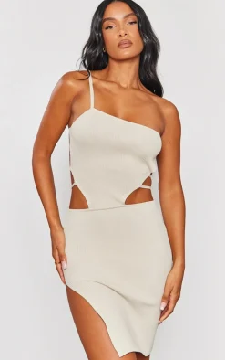 Rib Knit Strappy Back Mini Dress-PrettyLittleThing New