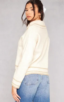 PrettyLittleThing Sweaters*Soft Knit Varsity V Neck Sweater
