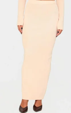 Outlet PrettyLittleThing Soft Rib Knitted Maxi Skirt Oatmeal