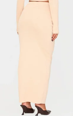 Outlet PrettyLittleThing Soft Rib Knitted Maxi Skirt Oatmeal