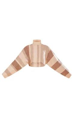 PrettyLittleThing Knitted Two Piece Sets*Stripe Color Block Knit Roll Neck Sweater
