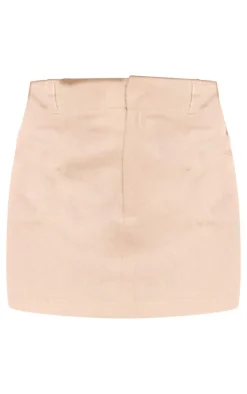 Discount PrettyLittleThing Structured Linen Look Tailored Mini Skirt Oatmeal