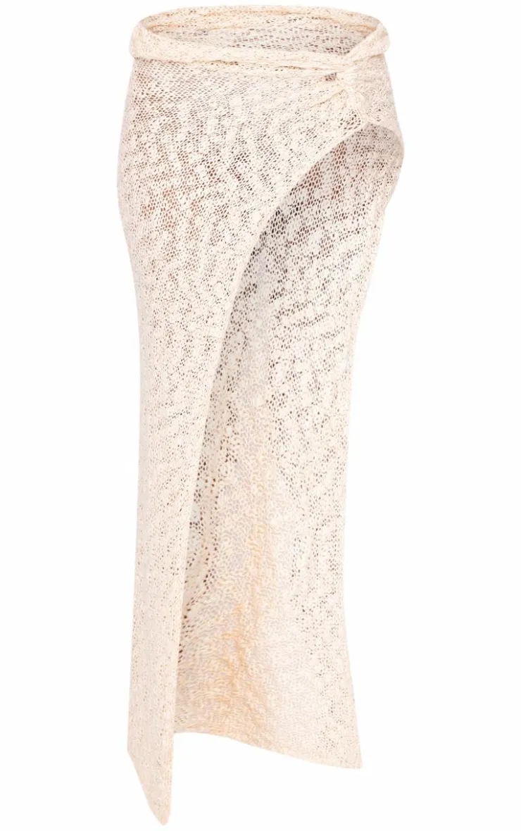 Best PrettyLittleThing Textured Crochet Knit Twist Maxi Skirt Oatmeal