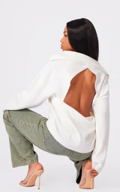 PrettyLittleThing Oversized Sweaters*Luxe Knit Open Back Oversized Sweater