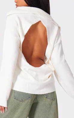 PrettyLittleThing Oversized Sweaters*Luxe Knit Open Back Oversized Sweater