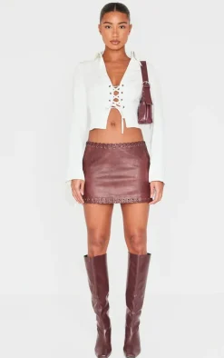 PrettyLittleThing Shirts*Premium Woven Tie Front Shirt