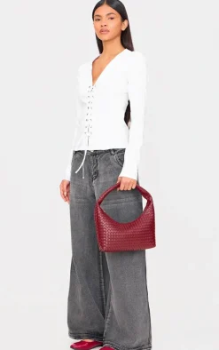 PrettyLittleThing Shirts*Stretch Woven Tie Front Fitted Shirt