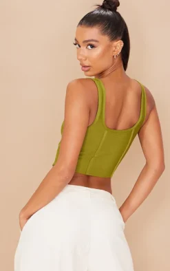 PrettyLittleThing Corsets*Bandage Hook And Eye Structured Detail Dip Hem Corset