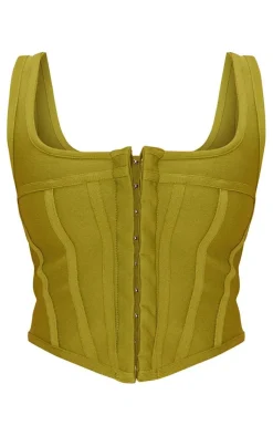 PrettyLittleThing Corsets*Bandage Hook And Eye Structured Detail Dip Hem Corset
