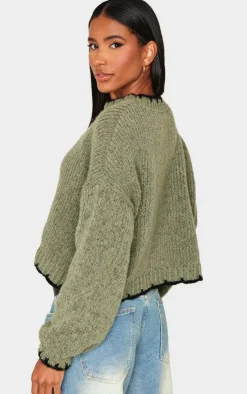 PrettyLittleThing Oversized Sweaters*Blanket Stitch Oversized Knit Sweater