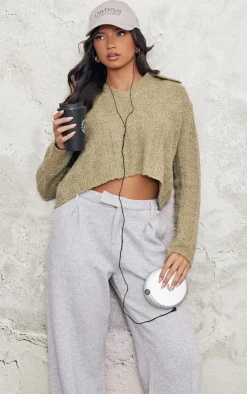 PrettyLittleThing Sweaters*Bobble Knit Collar Detail Top