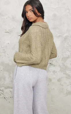 PrettyLittleThing Sweaters*Bobble Knit Collar Detail Top