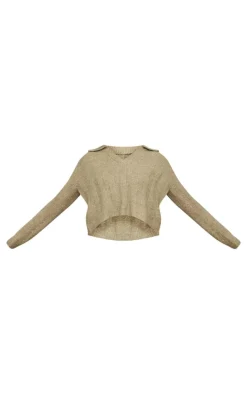 PrettyLittleThing Sweaters*Bobble Knit Collar Detail Top