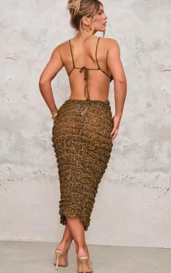 Bubble Texture Open Back Midi Dress-PrettyLittleThing Discount