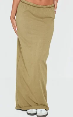 Best PrettyLittleThing Cotton Washed Maxi Skirt Olive