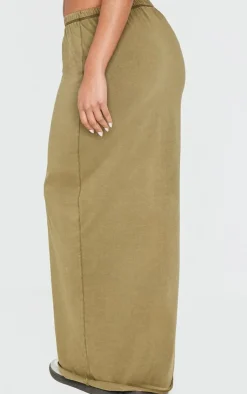 Best PrettyLittleThing Cotton Washed Maxi Skirt Olive
