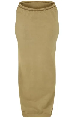 Best PrettyLittleThing Cotton Washed Maxi Skirt Olive
