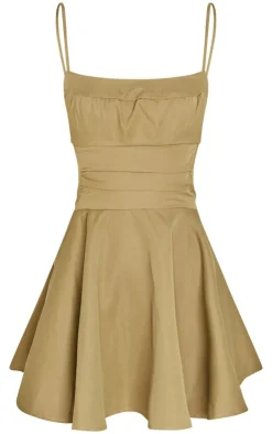 Olive Cut Out Tie Back Shift Dress-PrettyLittleThing