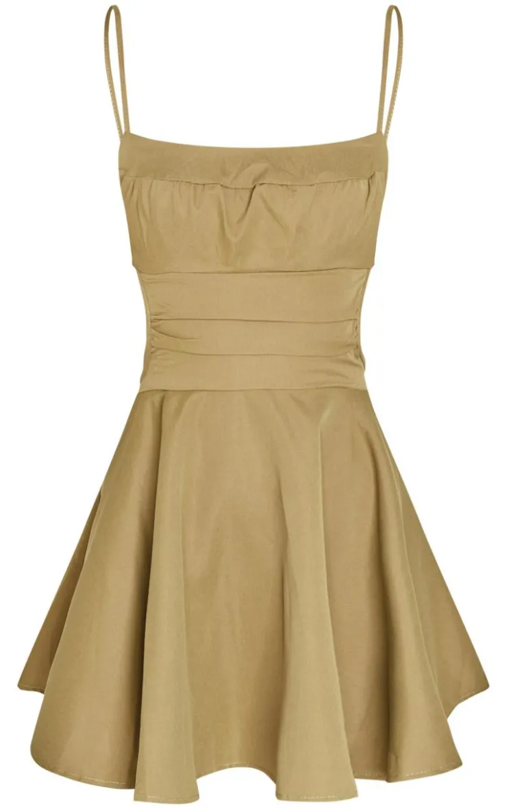 Olive Cut Out Tie Back Shift Dress-PrettyLittleThing