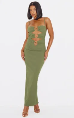 Gold Trim Cut Out Maxi Dress-PrettyLittleThing