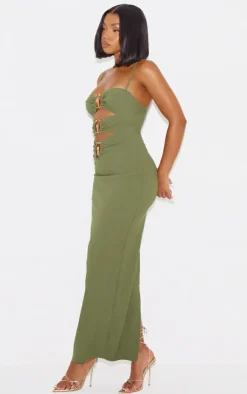 Gold Trim Cut Out Maxi Dress-PrettyLittleThing